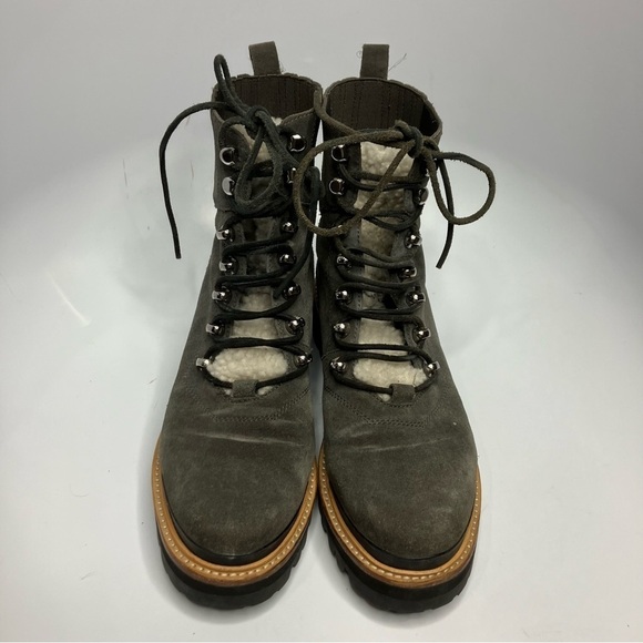 Marc Fisher MLIZZIE lug sole leather & Sherpa lace up boots size 8.5 - Picture 3 of 8
